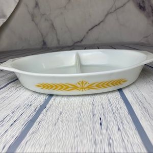 Pyrex royal wheat divided casserole dish